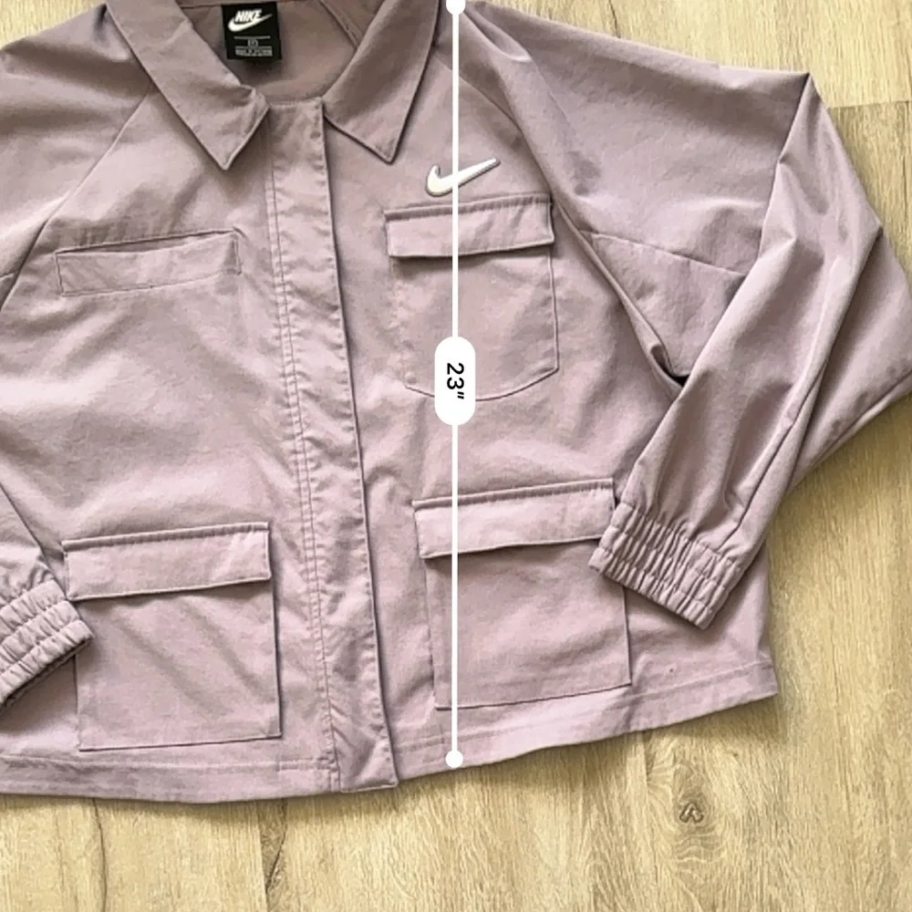 Nike Swoosh Woven Jacket Shacket in Purple Smoke